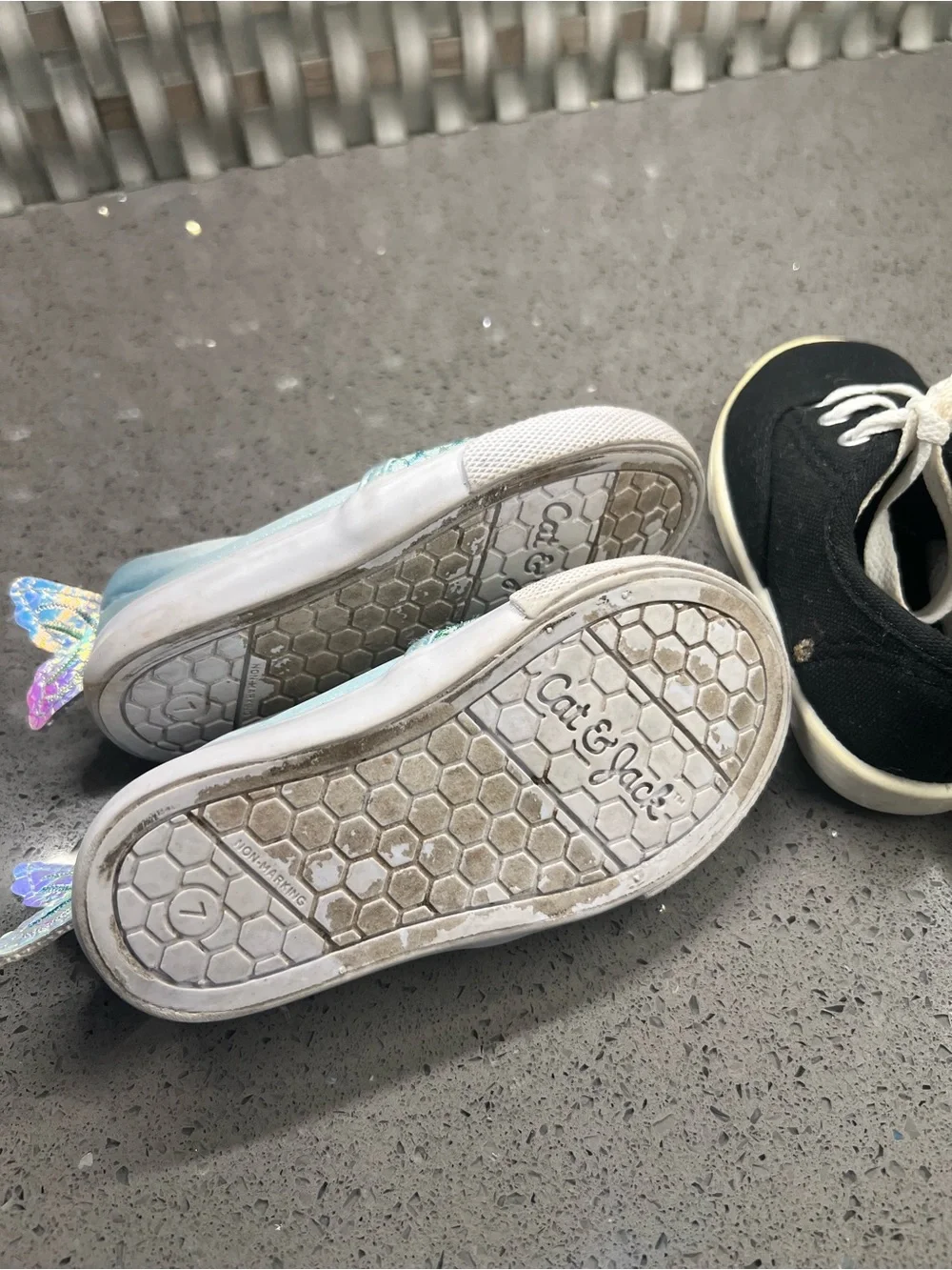 Kids Black Canvas Lace-Up Sneakers set of 3, size 7